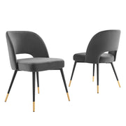Rouse Performance Velvet Dining Side Chairs - Set of 2 - Charcoal