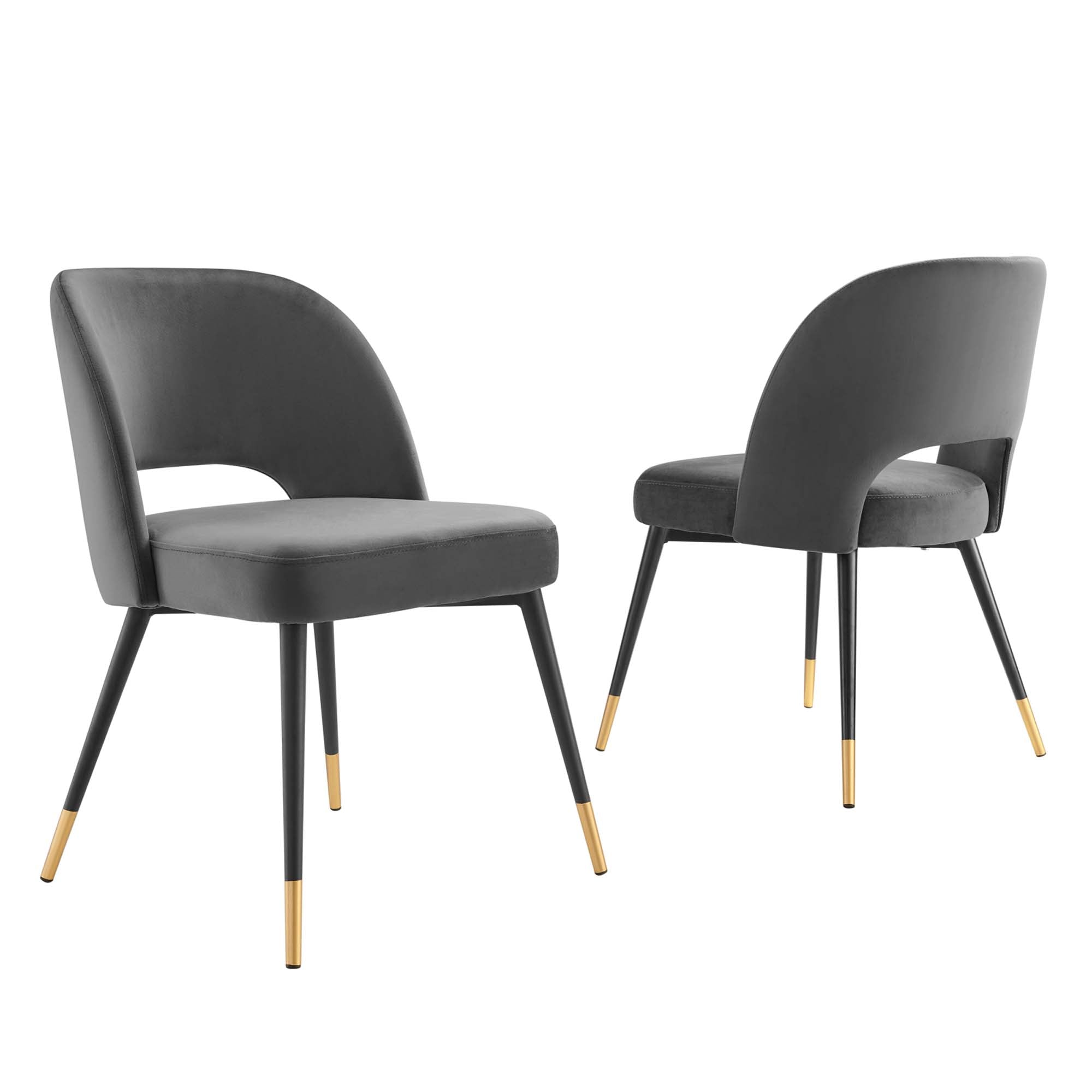 Rouse Performance Velvet Dining Side Chairs - Set of 2 - Charcoal