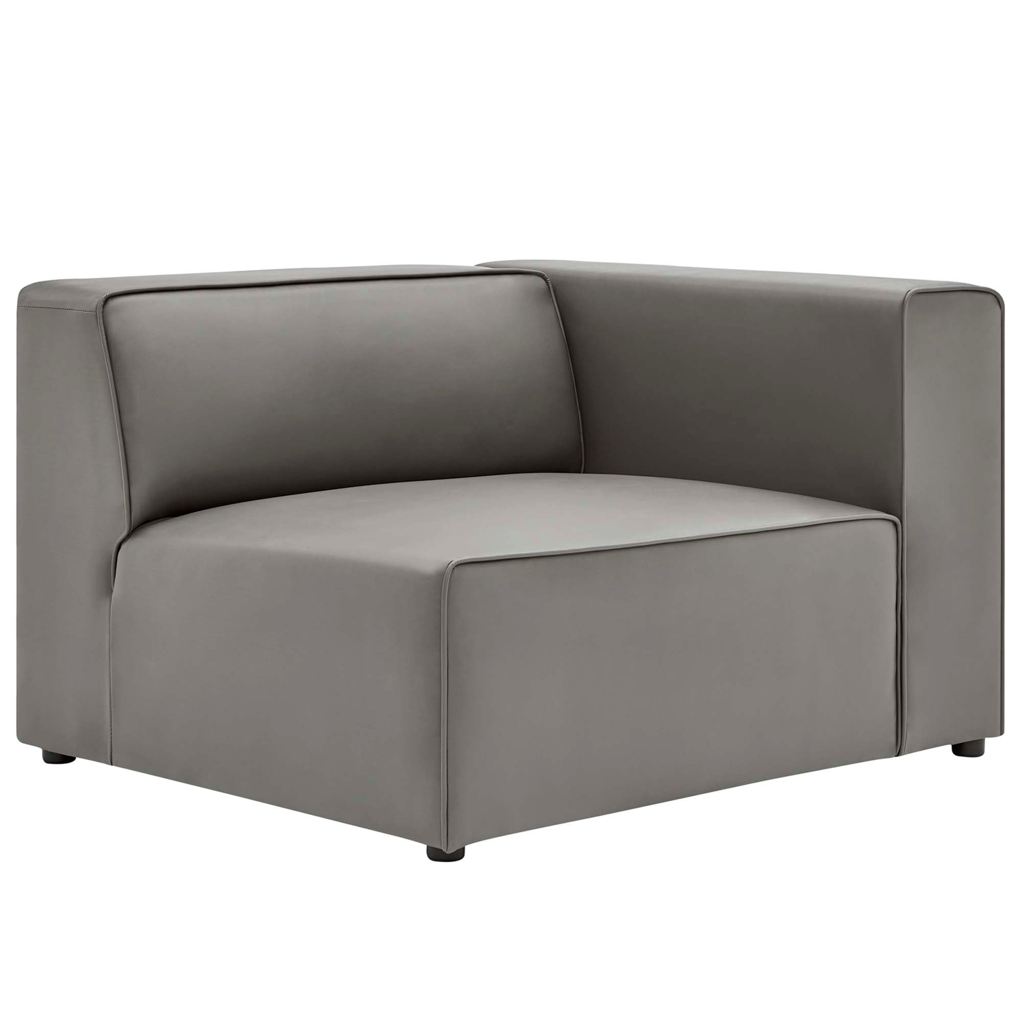 Mingle Vegan Leather Right-Arm Chair - Gray
