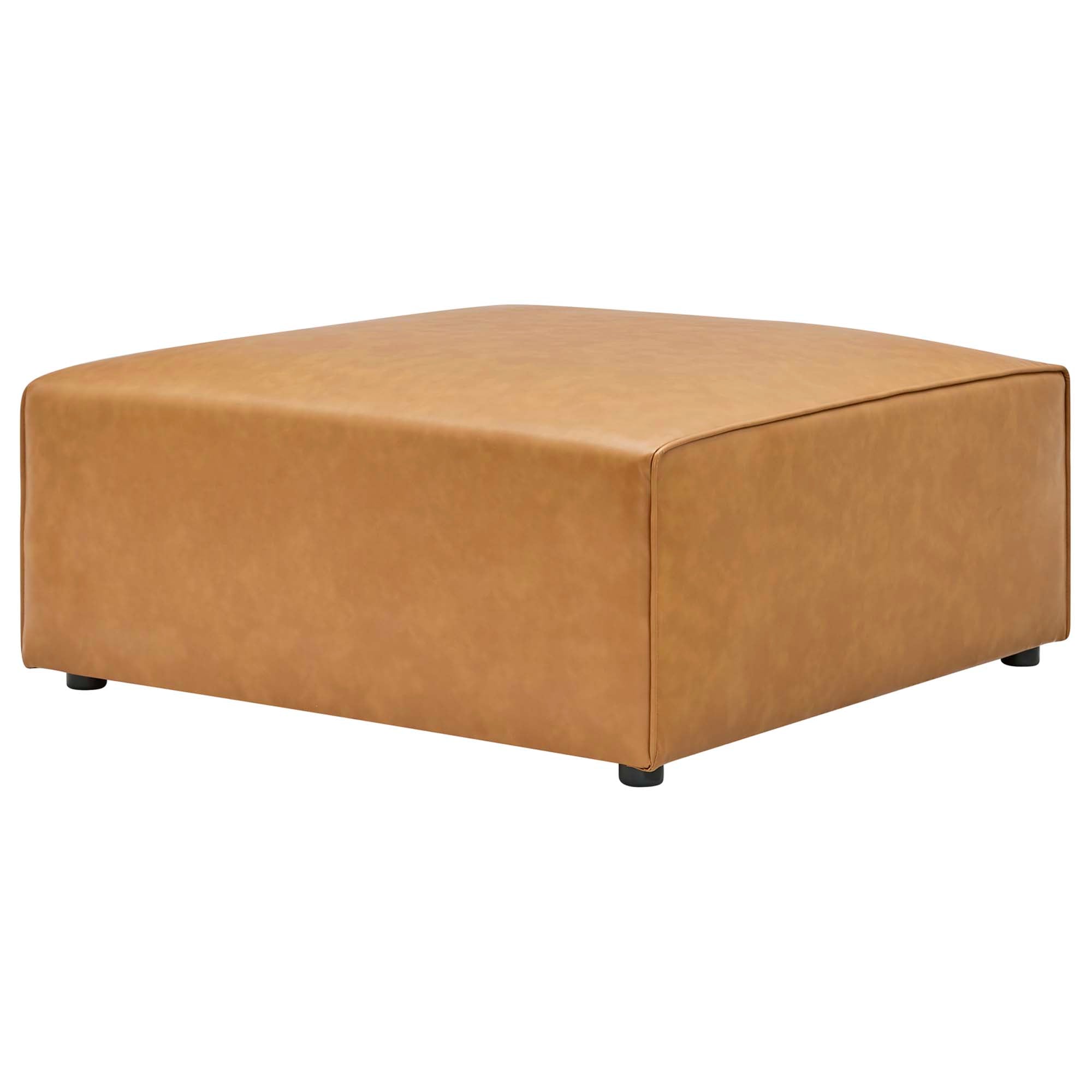 Mingle Vegan Leather Ottoman - Tan