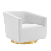 Twist Accent Lounge Performance Velvet Swivel Chair - Gold White