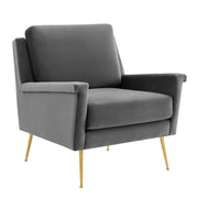 Chesapeake Performance Velvet Armchair - Gold Gray