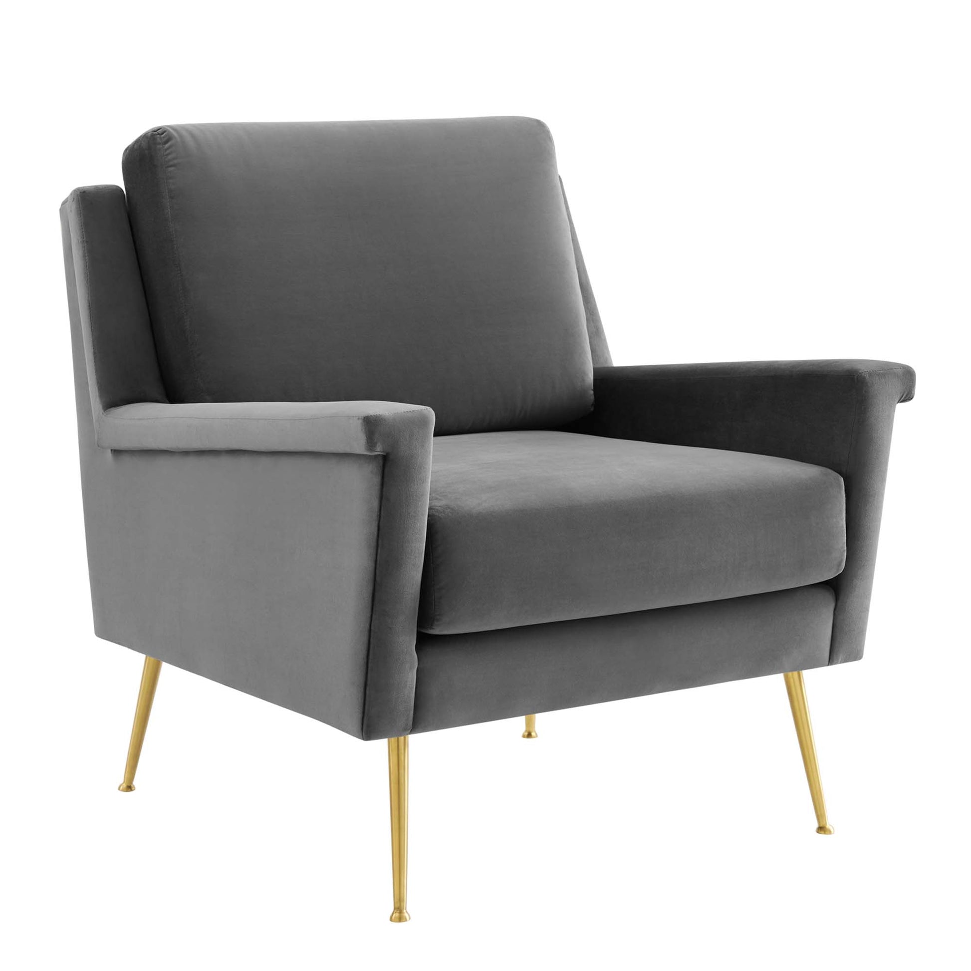 Chesapeake Performance Velvet Armchair - Gold Gray