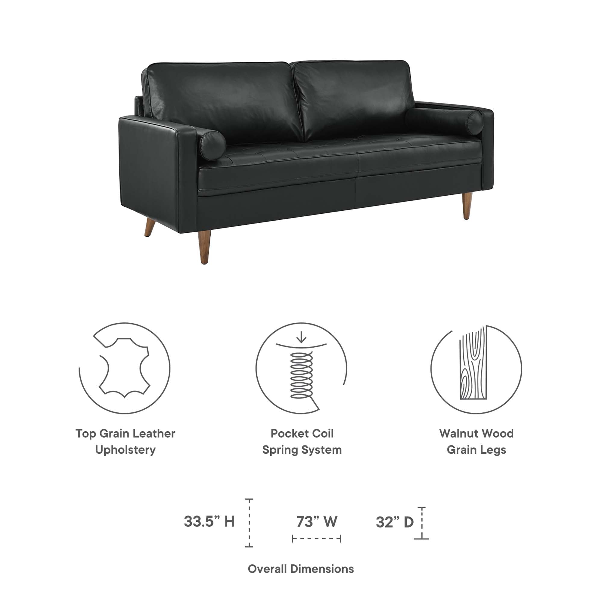 Valour Leather Sofa - Tan