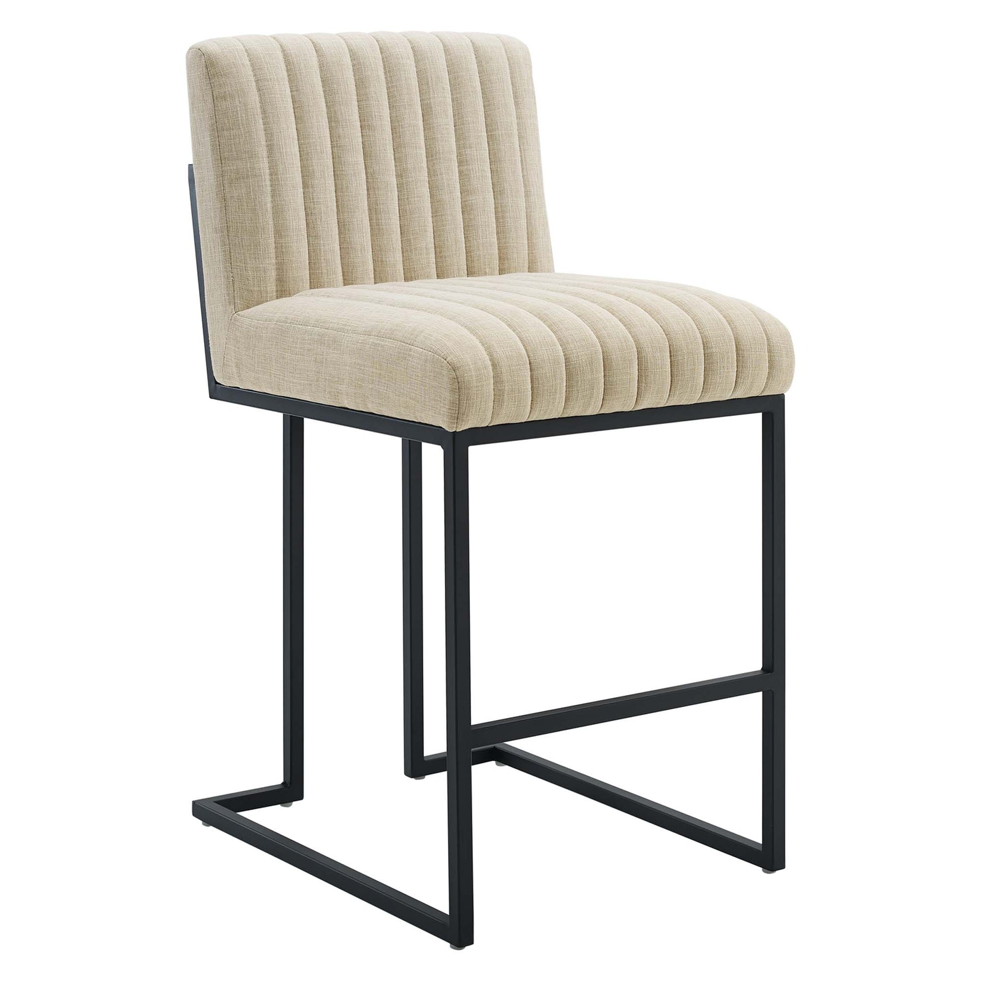 Indulge Channel Tufted Fabric Counter Stool - Beige