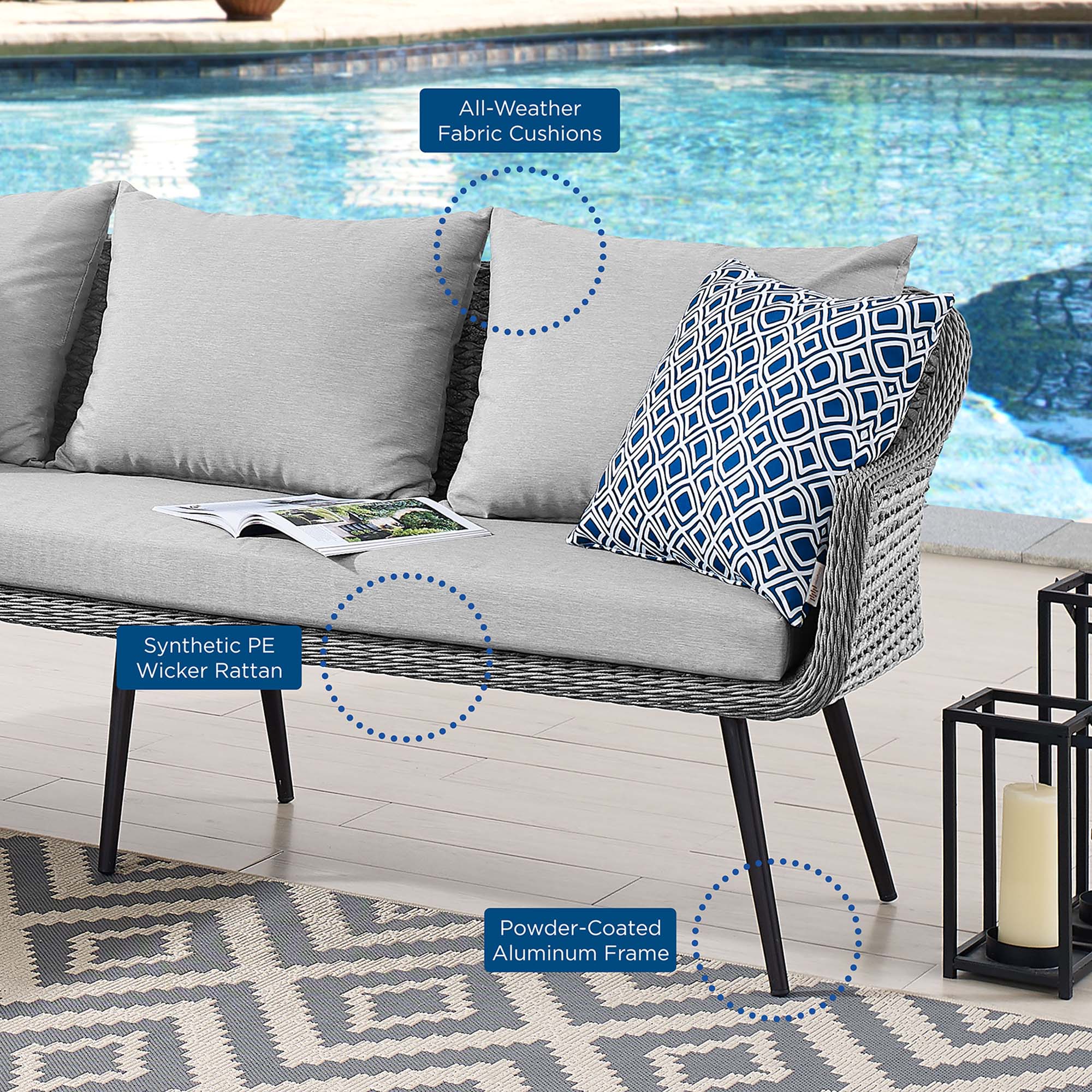 Endeavor Outdoor Patio Wicker Rattan Sectional Sofa