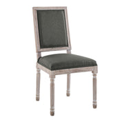 Court French Vintage Upholstered Fabric Dining Side Chair - Natural Gray