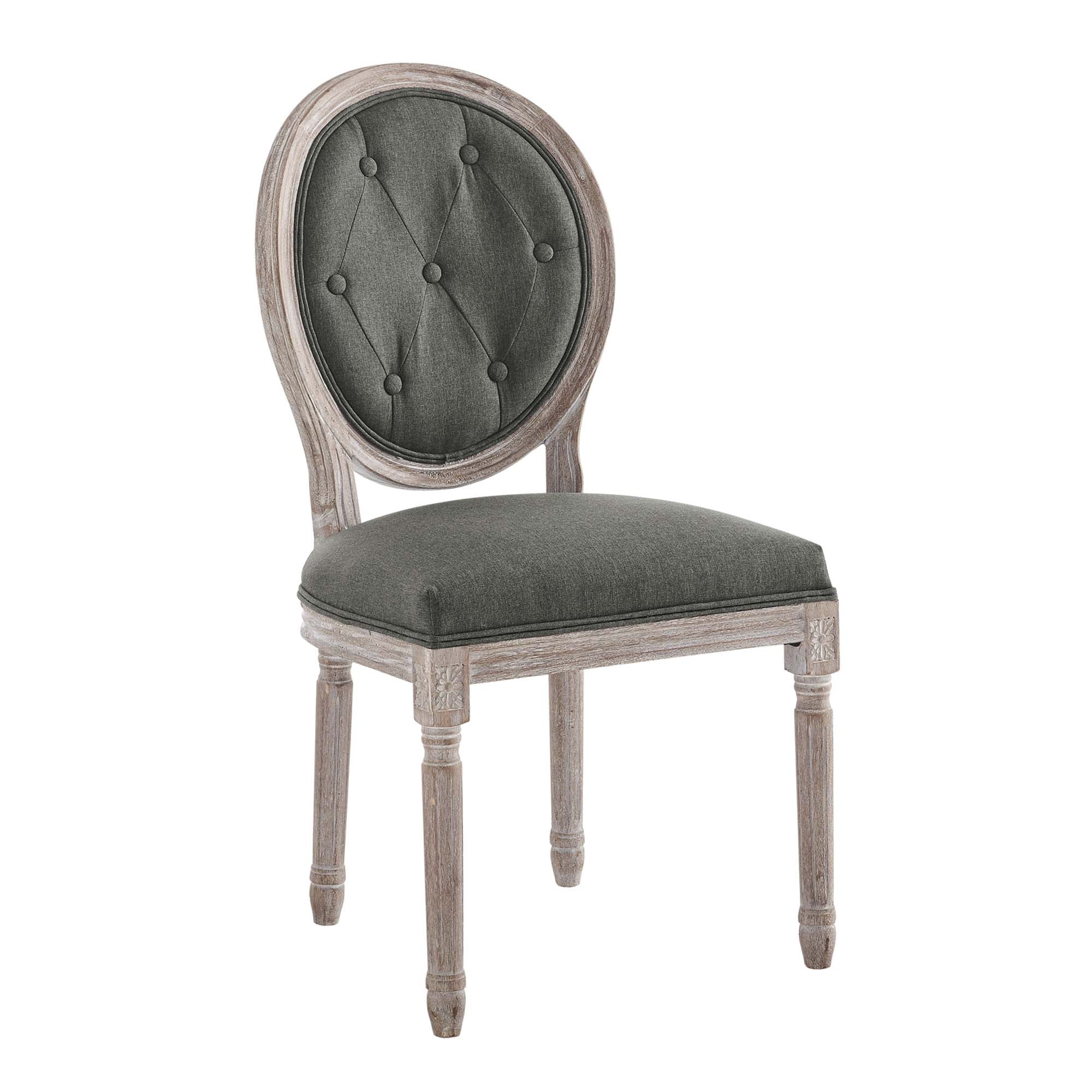 Arise Vintage French Upholstered Fabric Dining Side Chair - Natural Gray