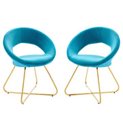 Nouvelle Performance Velvet Dining Chair Set of 2 - Gold Blue