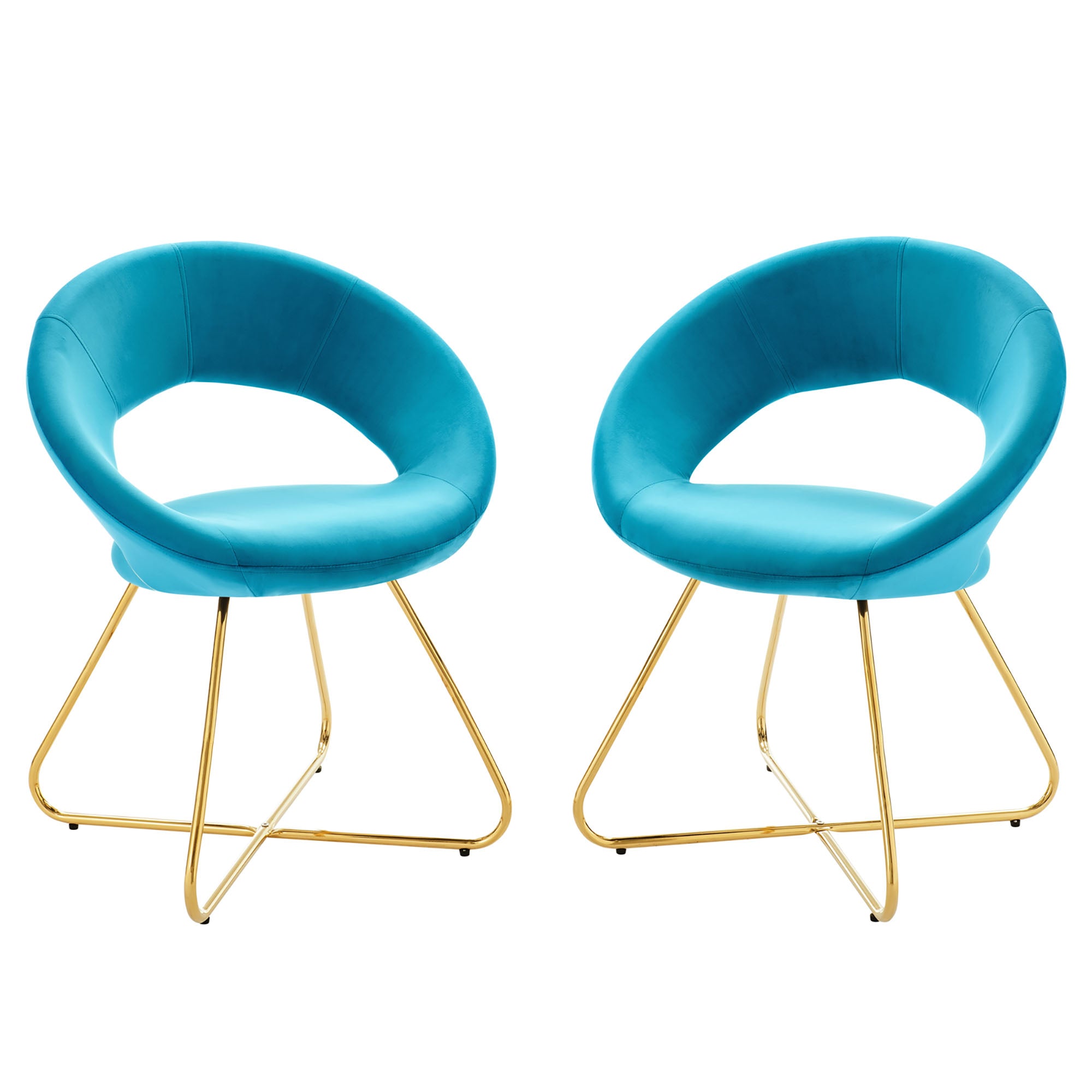 Nouvelle Performance Velvet Dining Chair Set of 2 - Gold Blue