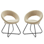 Nouvelle Upholstered Fabric Dining Chair Set of 2 - Black Beige