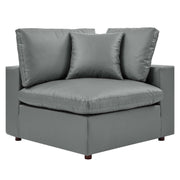 Commix Down Filled Overstuffed Vegan Leather Corner Chair - Gray