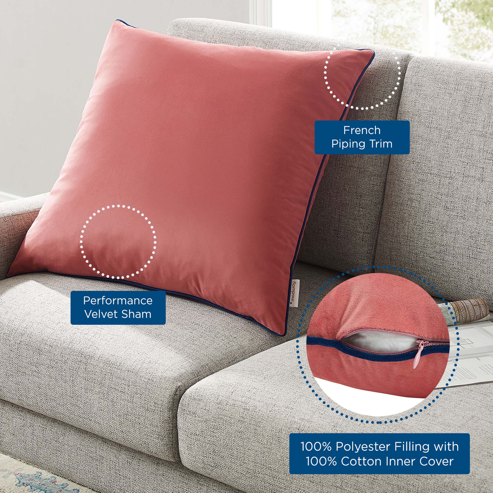 Accentuate Performance Velvet Throw Pillow