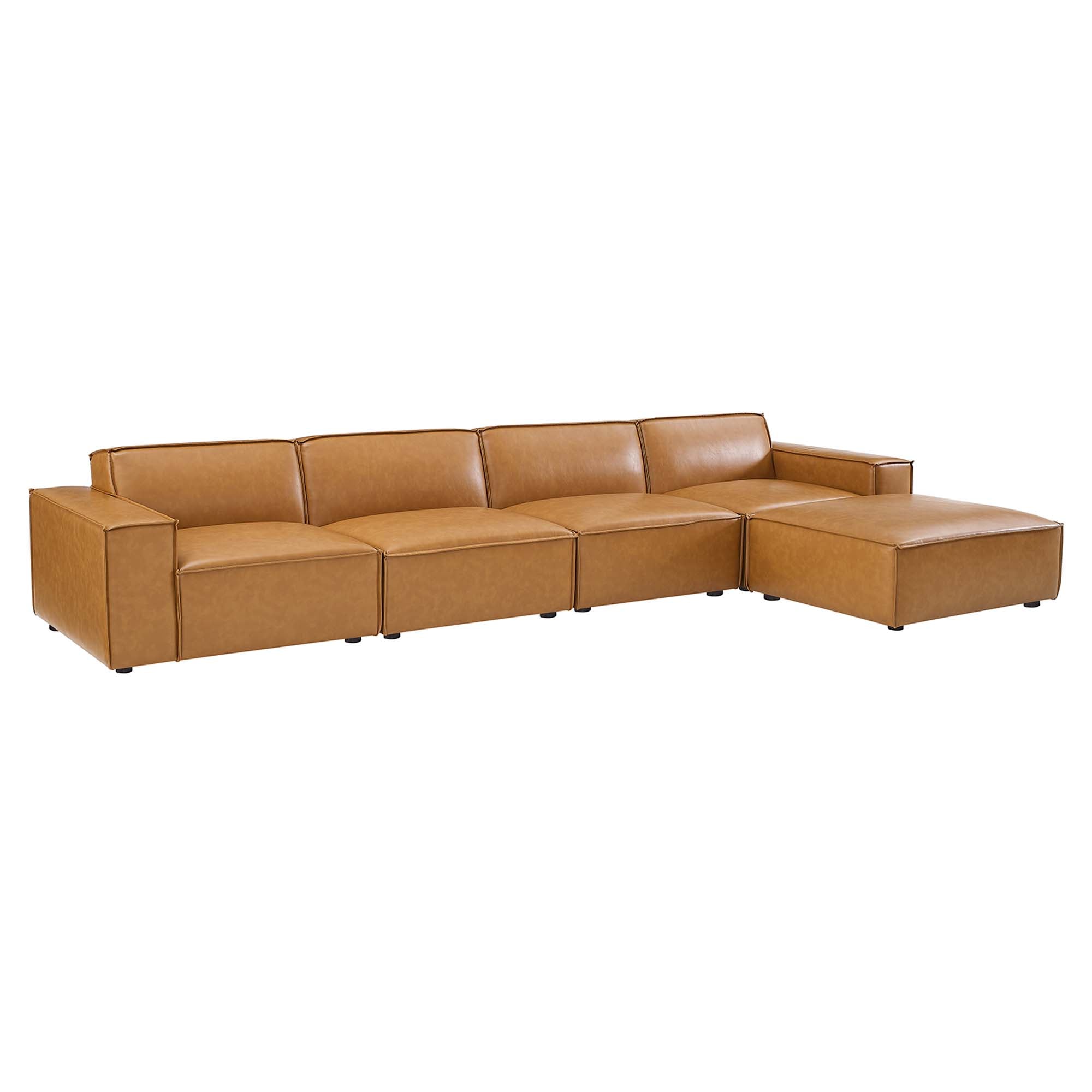 Restore 5-Piece Vegan Leather Sectional Sofa - Tan