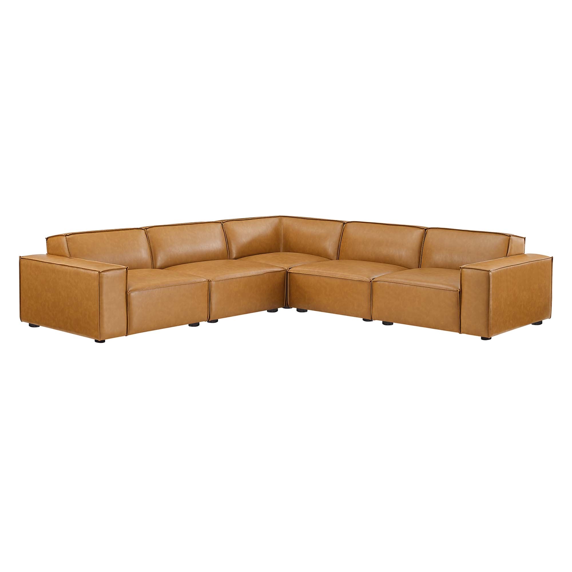 Restore 5-Piece Vegan Leather Sectional Sofa - Tan