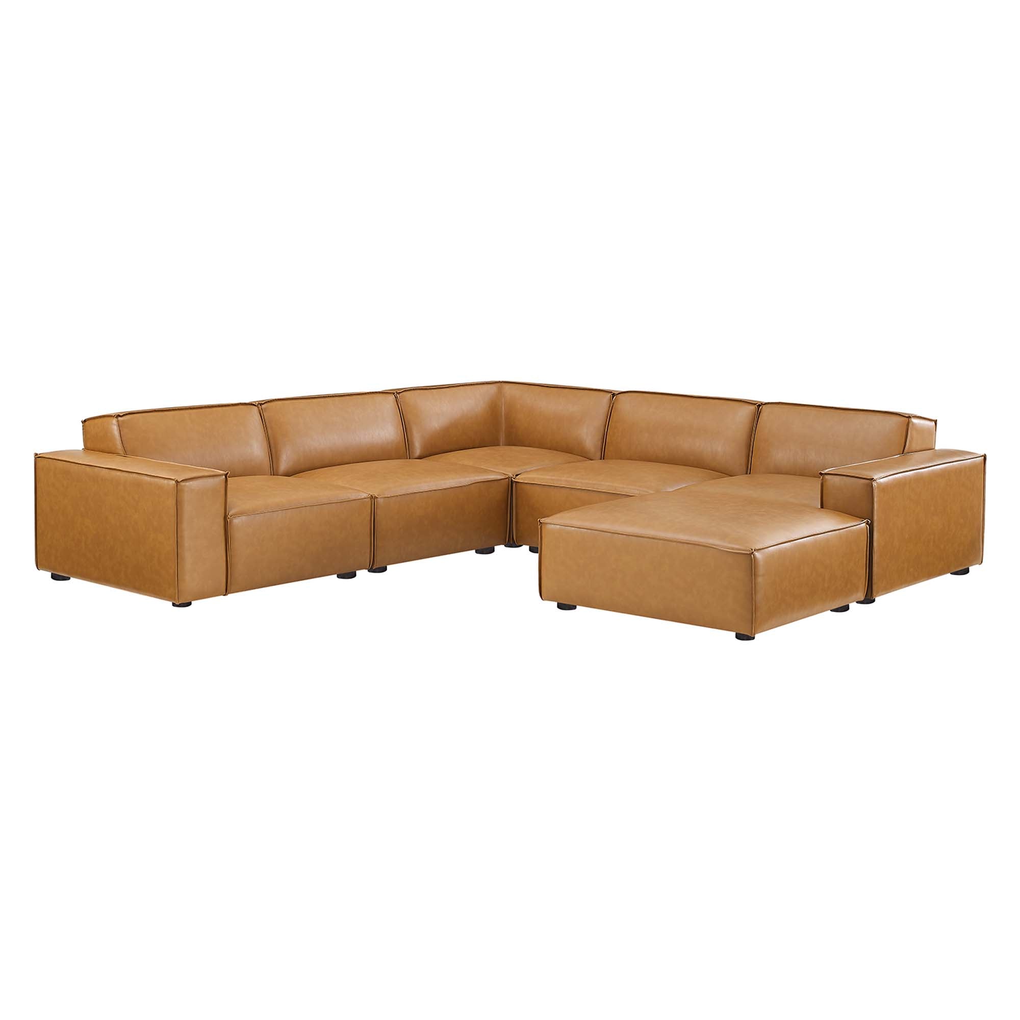 Restore 6-Piece Vegan Leather Sectional Sofa - Tan