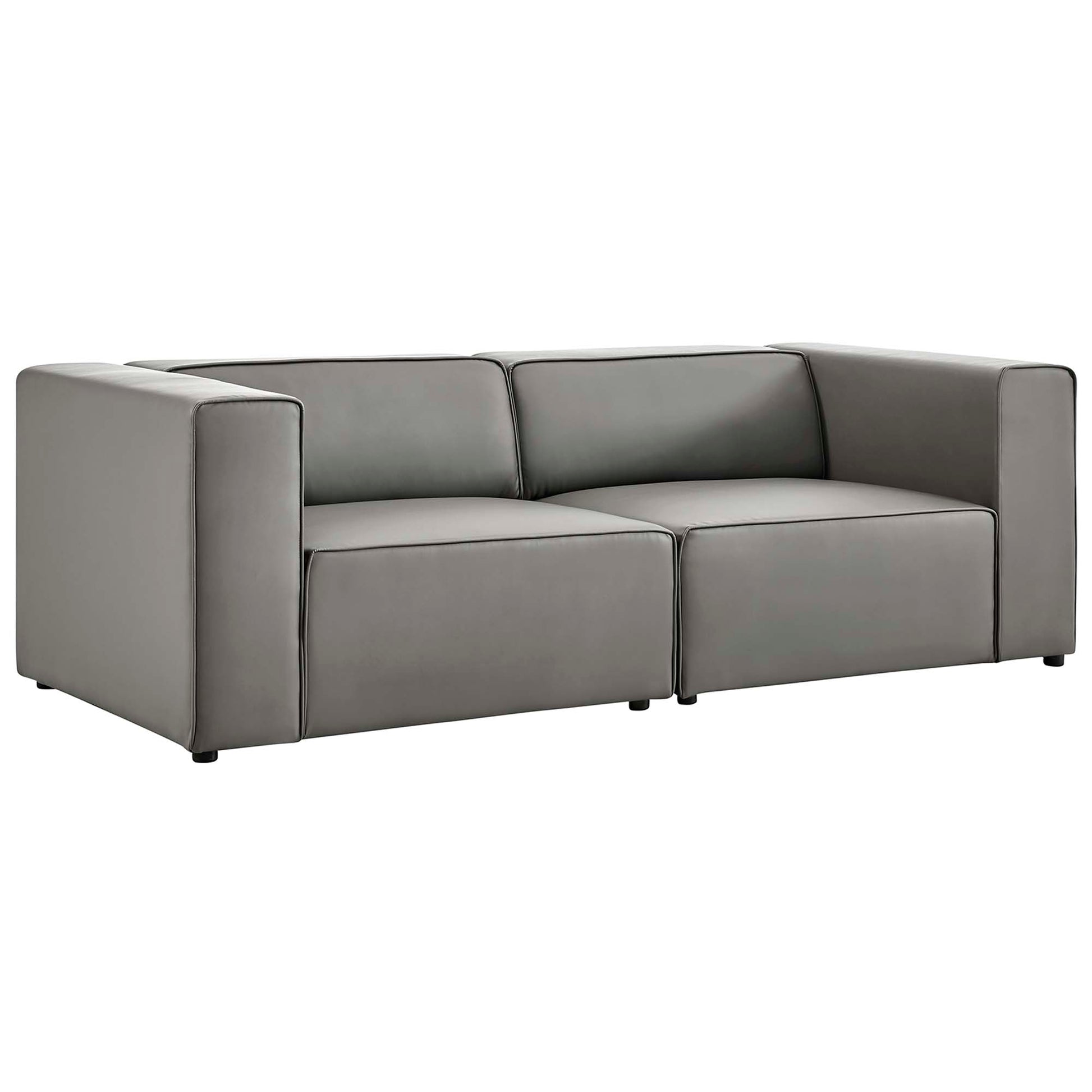 Mingle Vegan Leather 2-Piece Sectional Sofa Loveseat - Gray