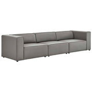 Mingle Vegan Leather 3-Piece Sectional Sofa - Gray