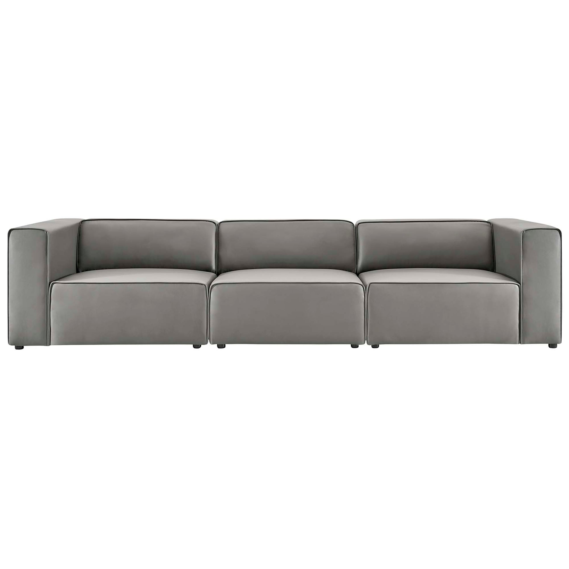 Mingle Vegan Leather 3-Piece Sectional Sofa - Tan
