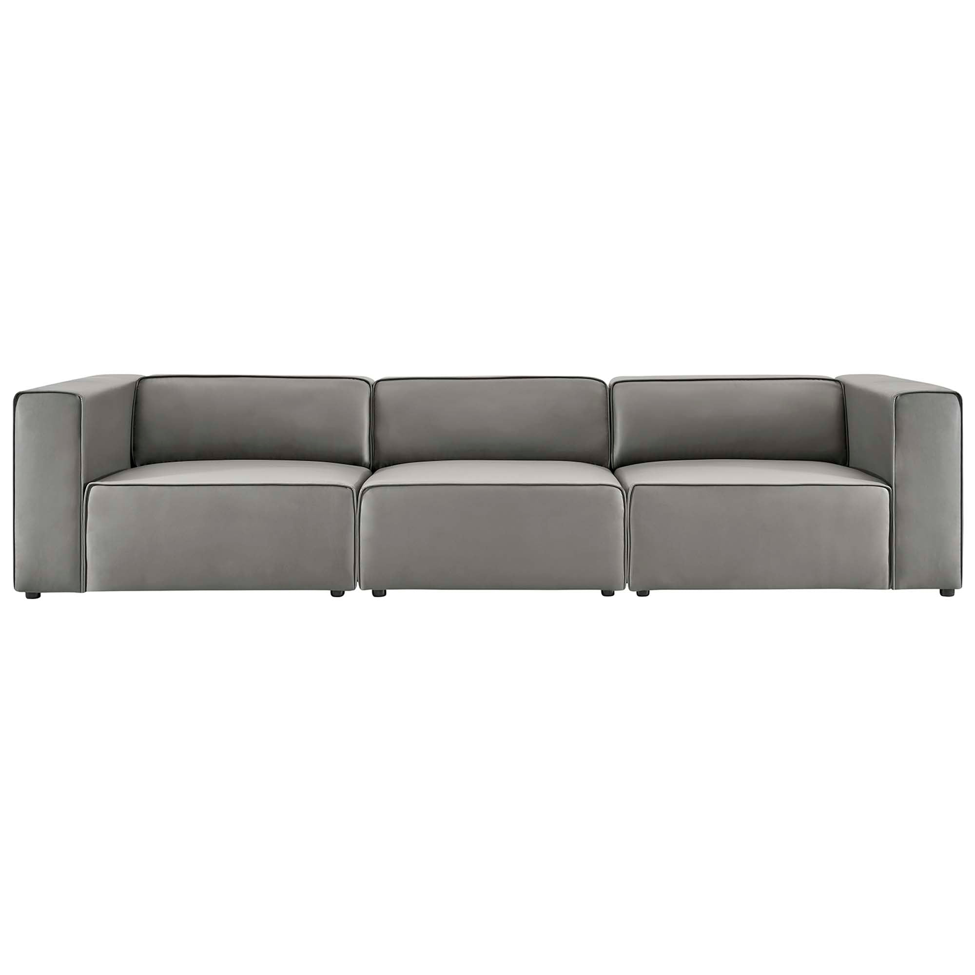 Mingle Vegan Leather 3-Piece Sectional Sofa - Tan