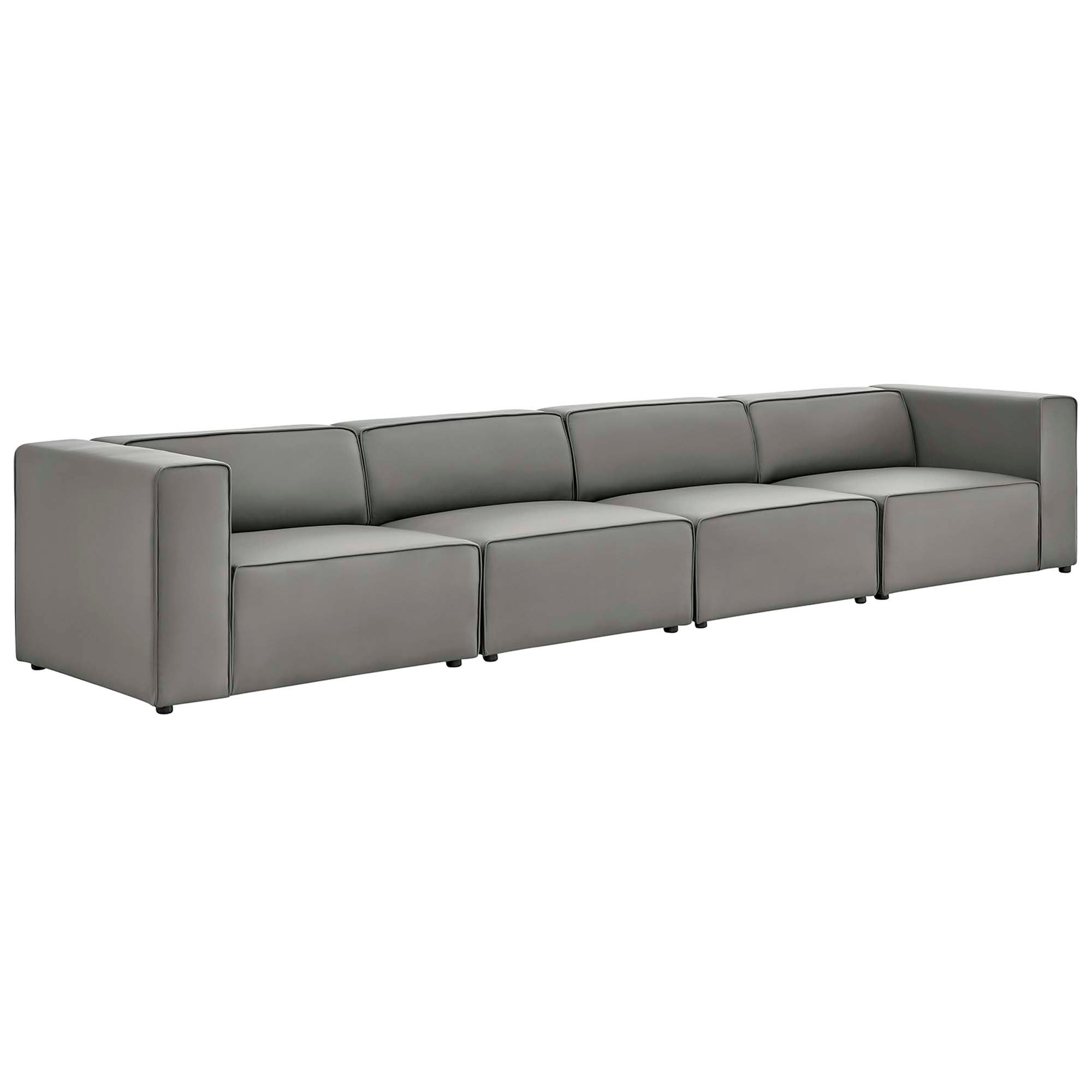 Mingle Vegan Leather 4-Piece Sectional Sofa - Gray