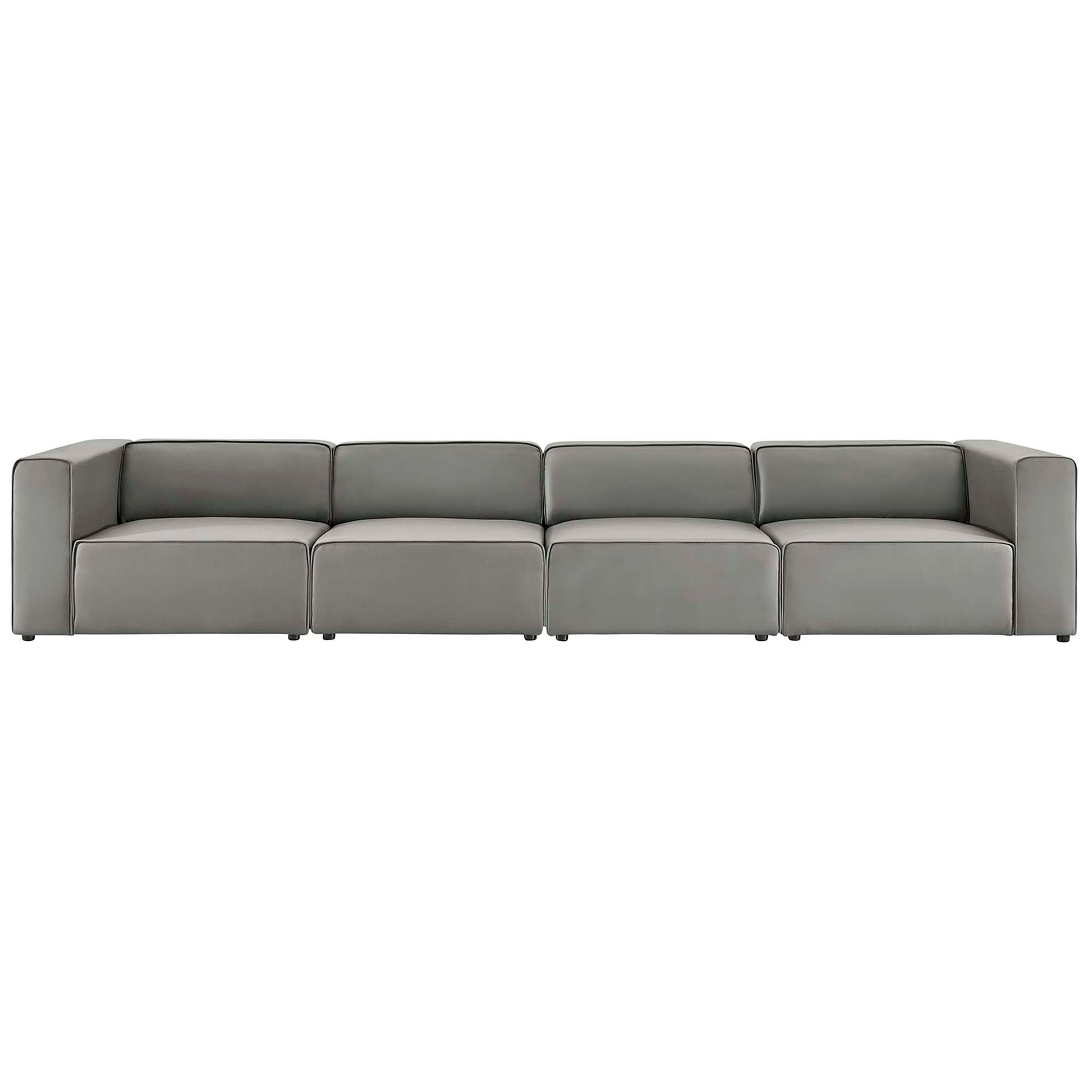 Mingle Vegan Leather 4-Piece Sectional Sofa - Tan