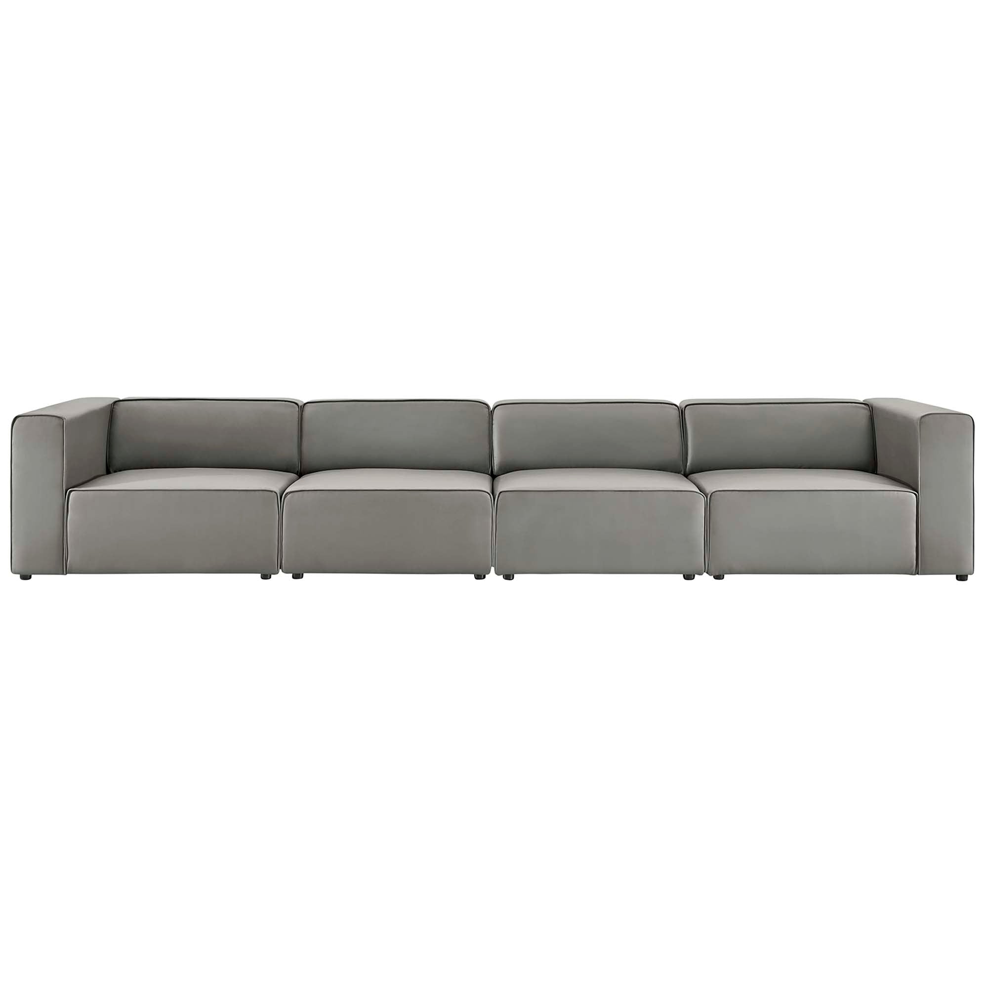 Mingle Vegan Leather 4-Piece Sectional Sofa - Tan