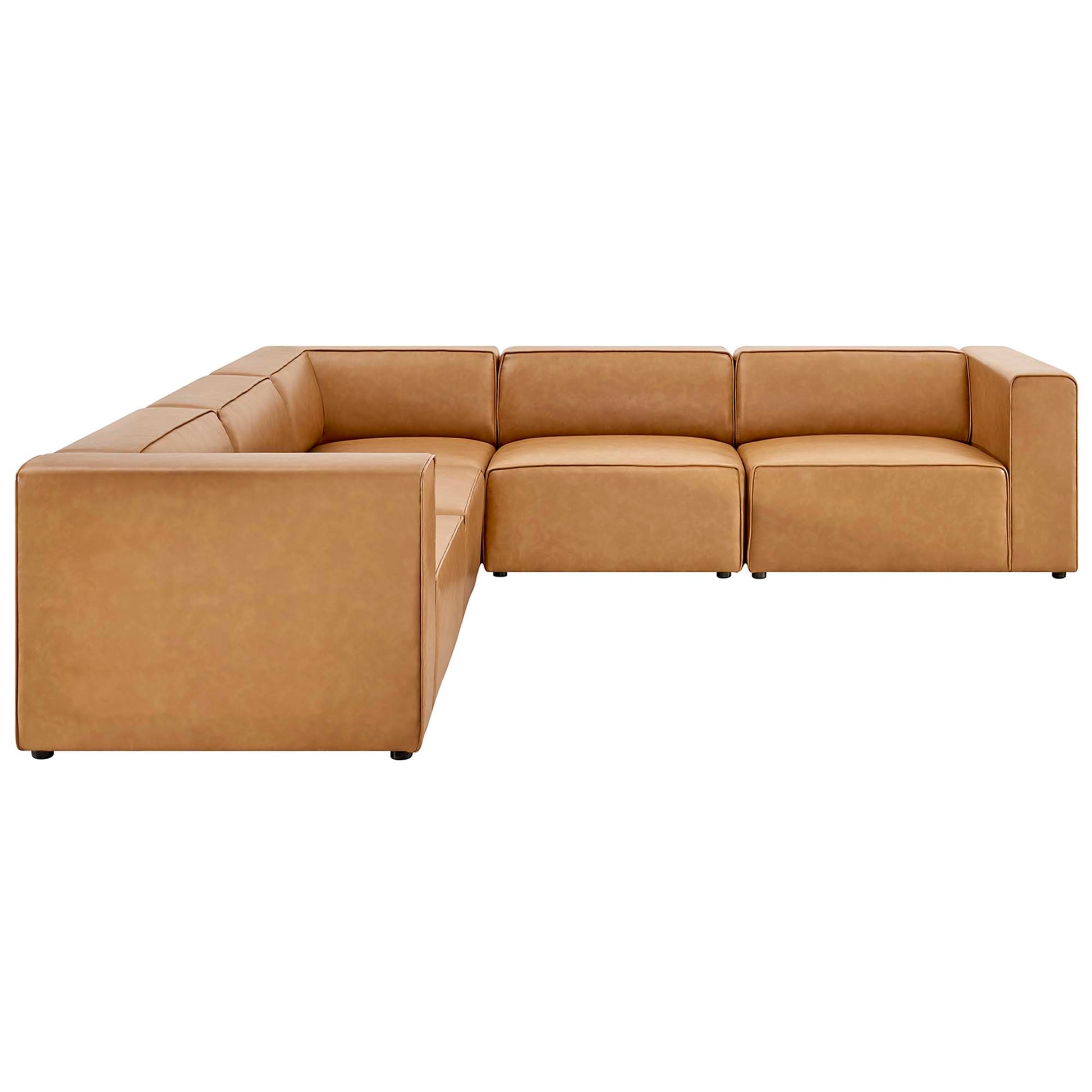 Mingle 5-Piece Vegan Leather Sectional Sofa - White