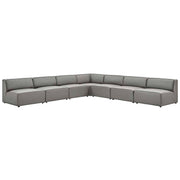 Mingle 7-Piece Vegan Leather Sectional Sofa - Gray