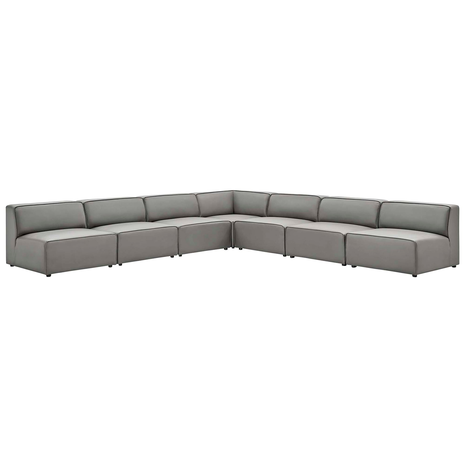 Mingle 7-Piece Vegan Leather Sectional Sofa - Gray