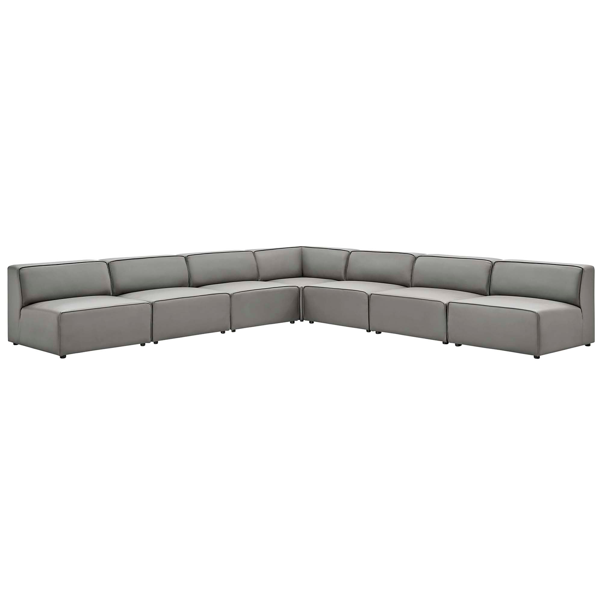 Mingle 7-Piece Vegan Leather Sectional Sofa - Gray
