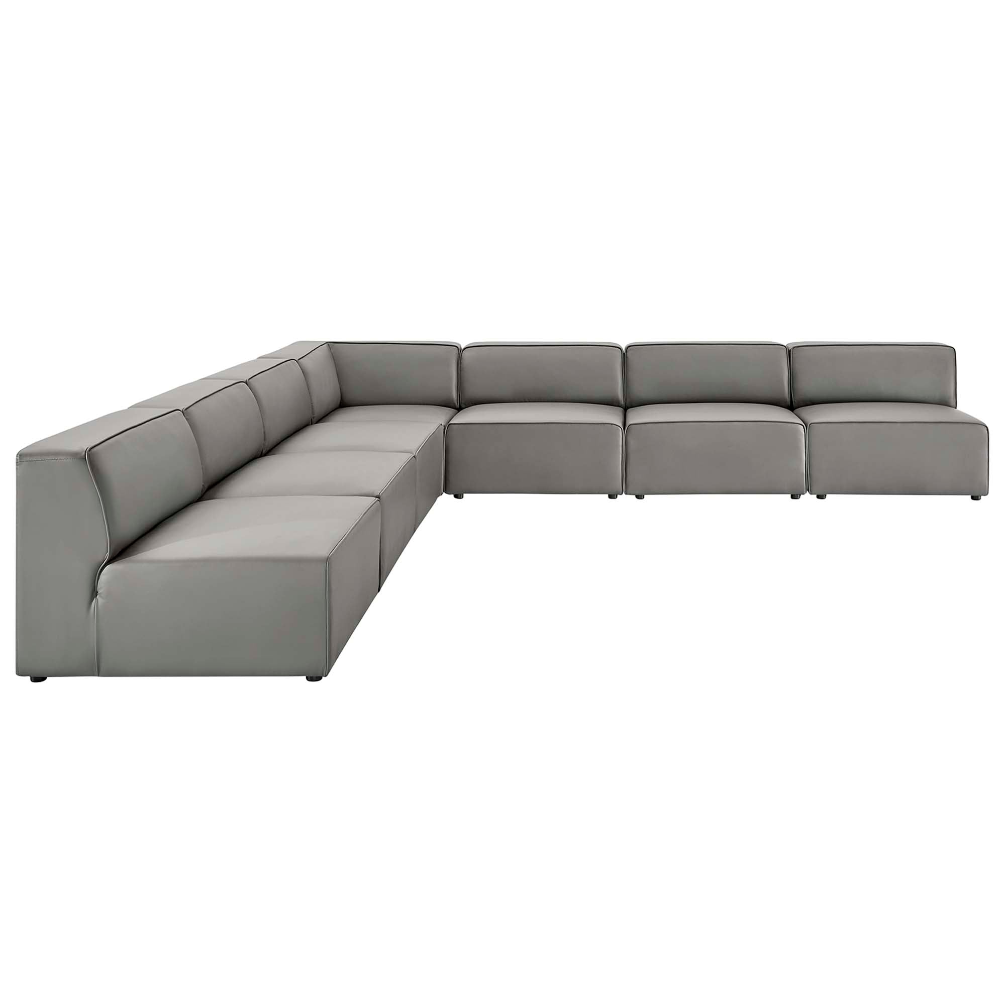 Mingle 7-Piece Vegan Leather Sectional Sofa - Tan