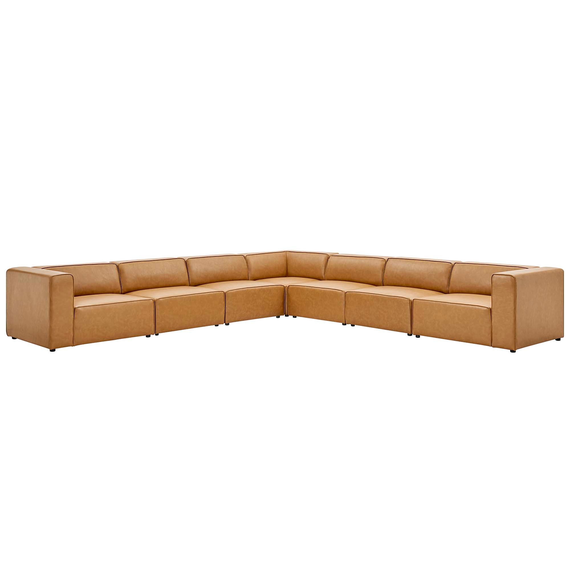 Mingle 7-Piece Vegan Leather Sectional Sofa - Tan