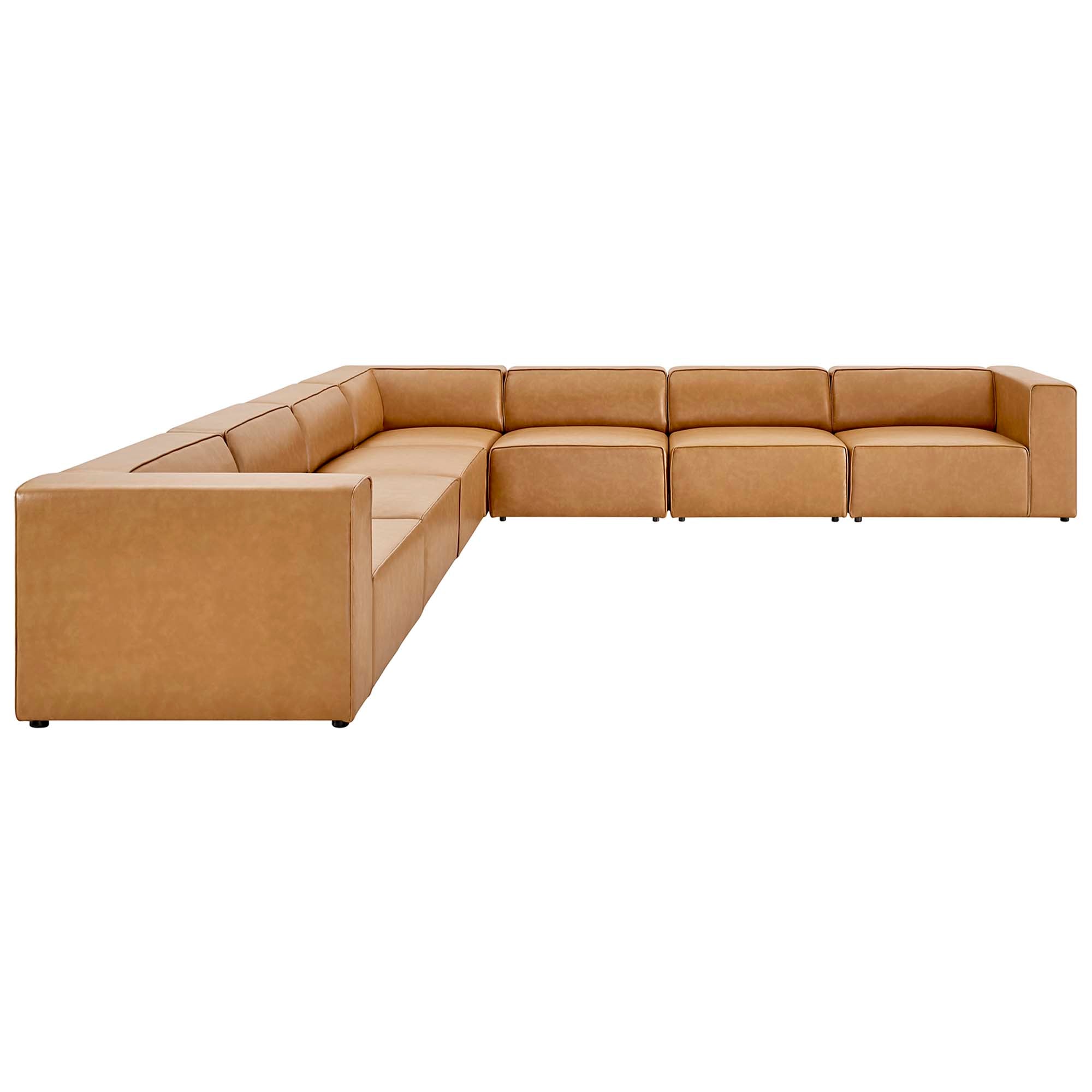 Mingle 7-Piece Vegan Leather Sectional Sofa - White