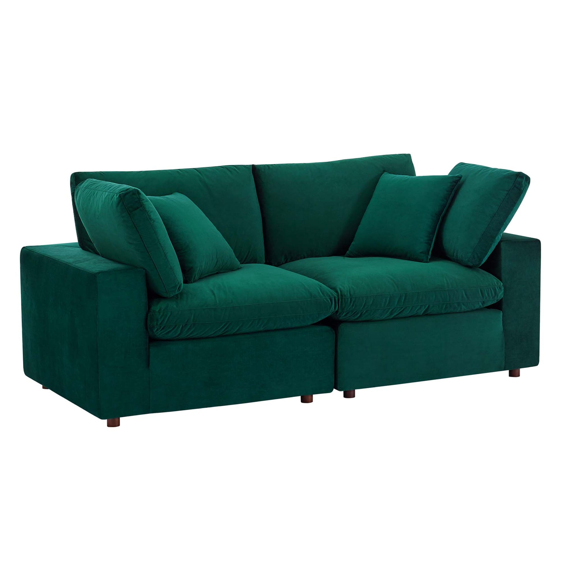 Commix Down Filled Overstuffed Performance Velvet Loveseat - Green