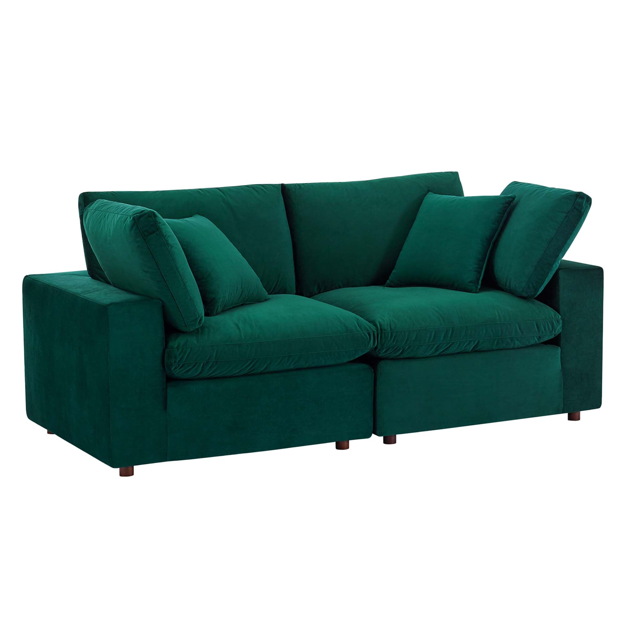 Commix Down Filled Overstuffed Performance Velvet Loveseat - Green