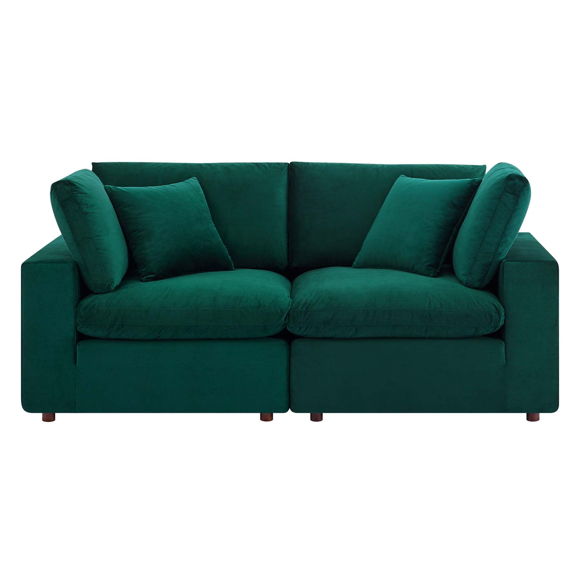 Commix Down Filled Overstuffed Performance Velvet Loveseat - Light Gray