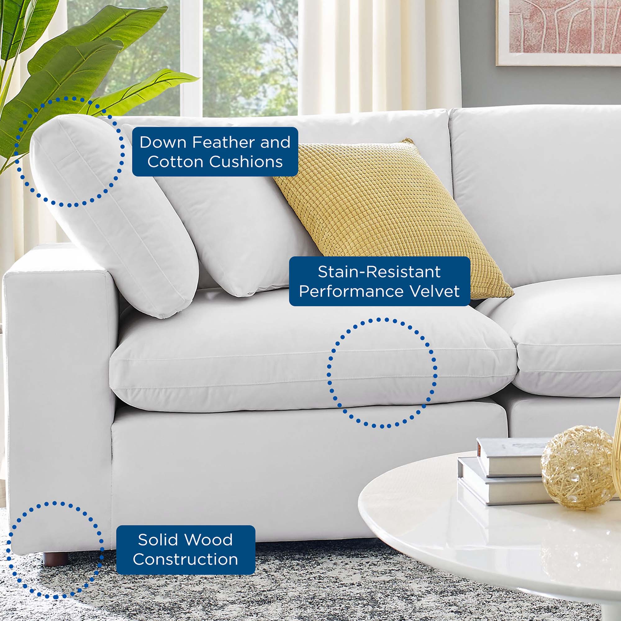 Commix Down Filled Overstuffed Performance Velvet Loveseat