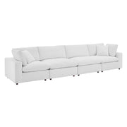 Commix Down Filled Overstuffed Performance Velvet 4-Seater Sofa - White