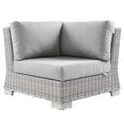 Conway Outdoor Patio Wicker Rattan Corner Chair - Light Gray Gray