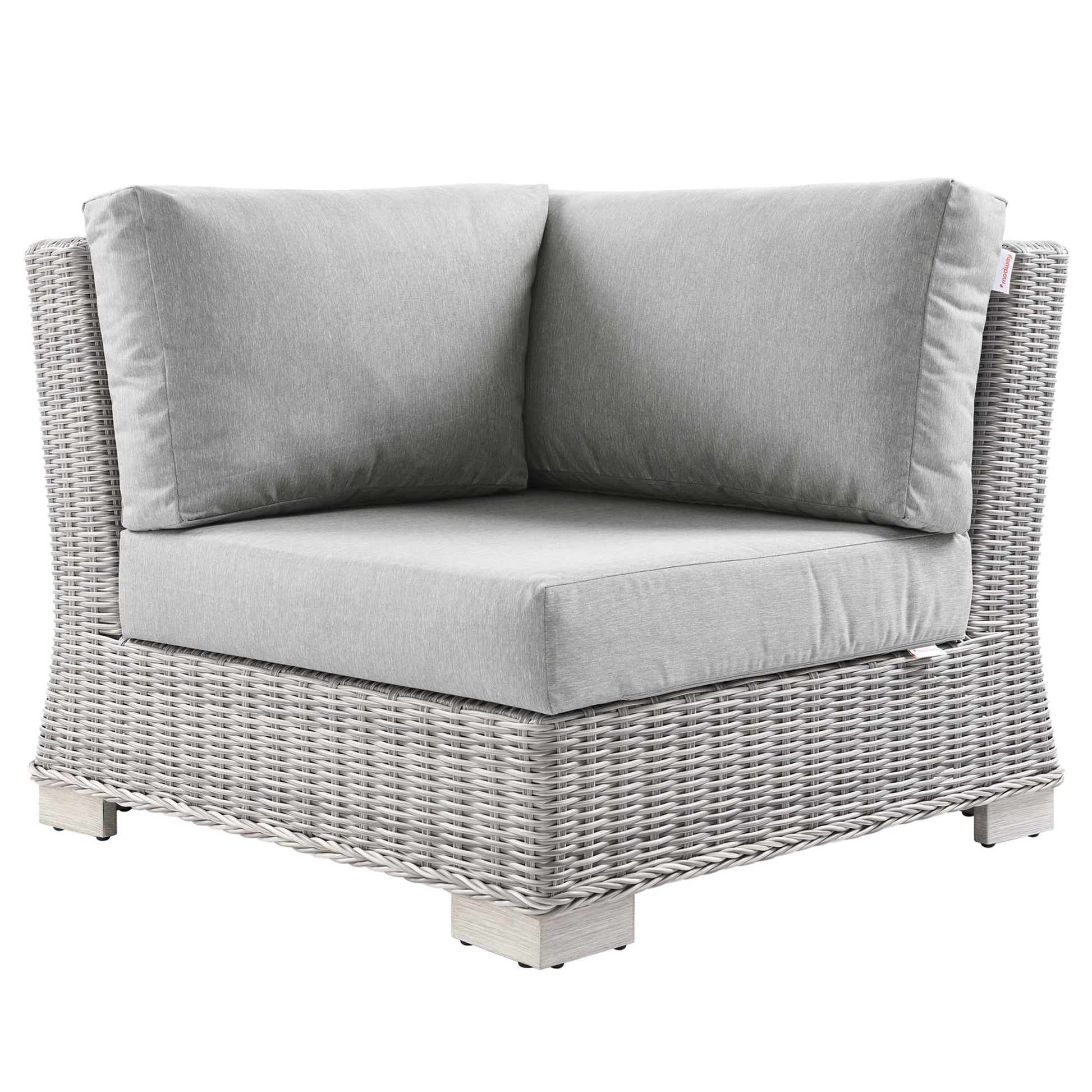 Conway Outdoor Patio Wicker Rattan Corner Chair - Light Gray Gray