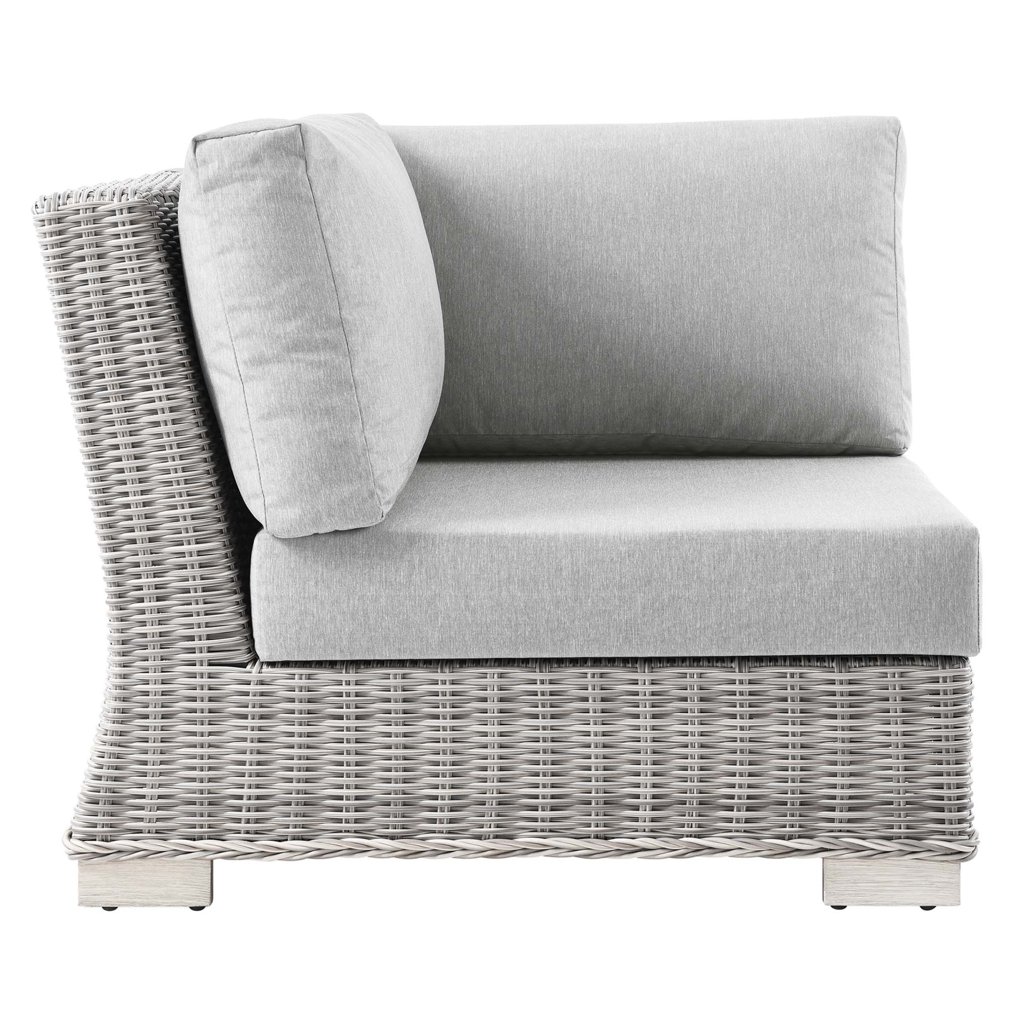 Conway Outdoor Patio Wicker Rattan Corner Chair - Light Gray Light Blue