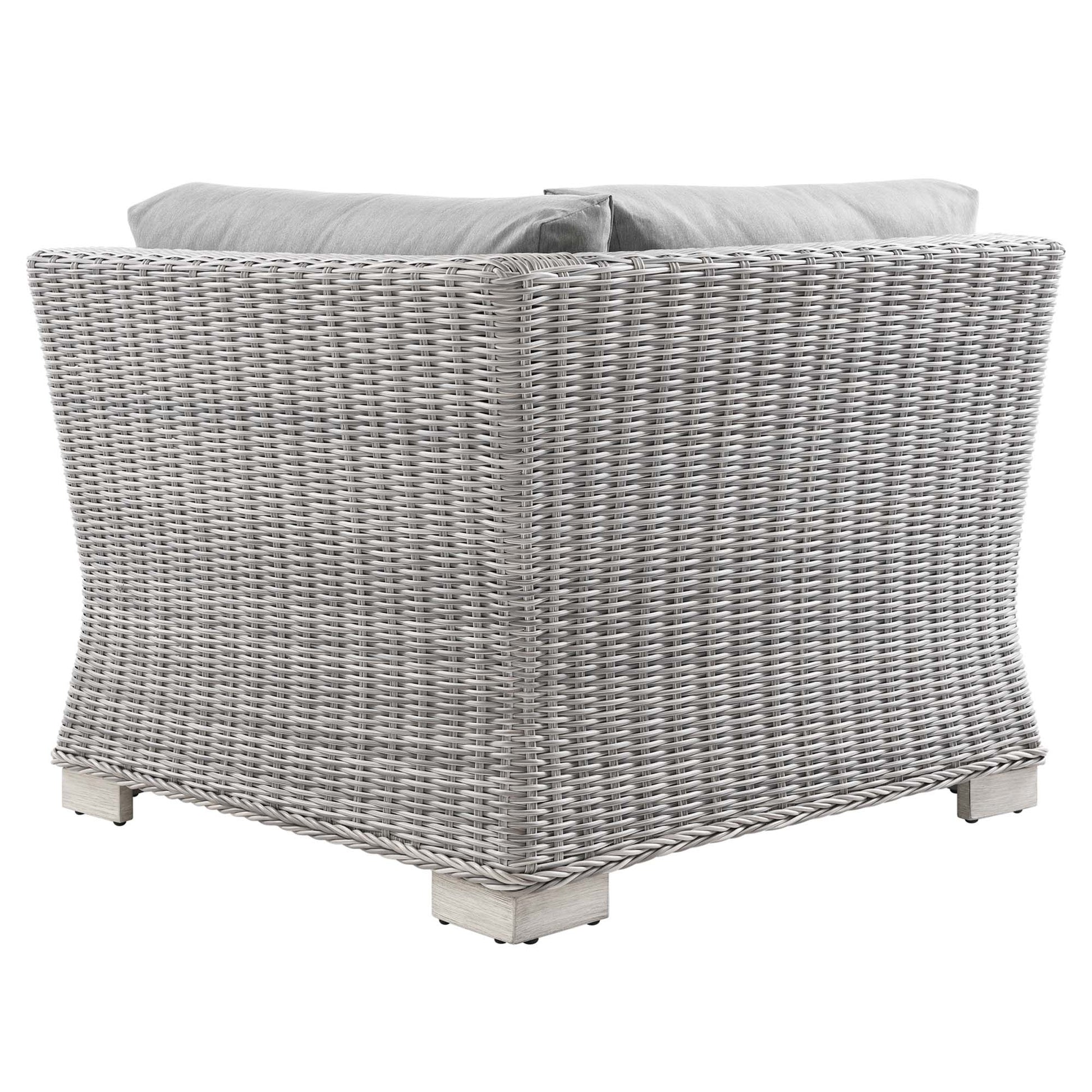 Conway Outdoor Patio Wicker Rattan Corner Chair - Light Gray Navy