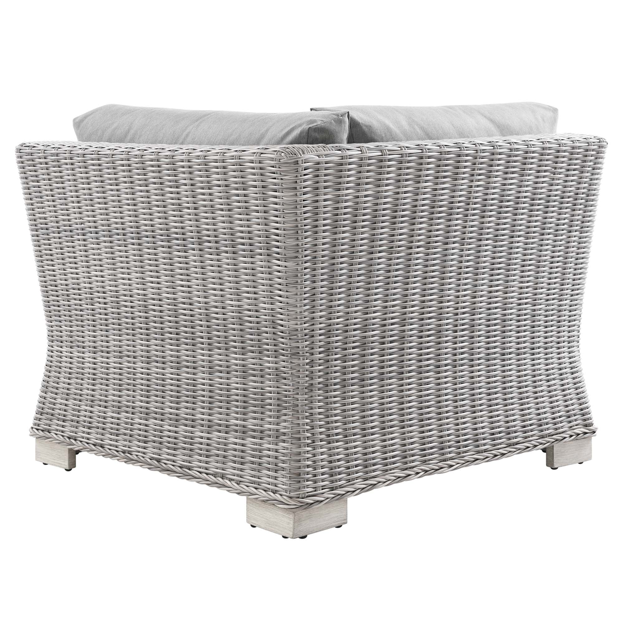 Conway Outdoor Patio Wicker Rattan Corner Chair - Light Gray Navy