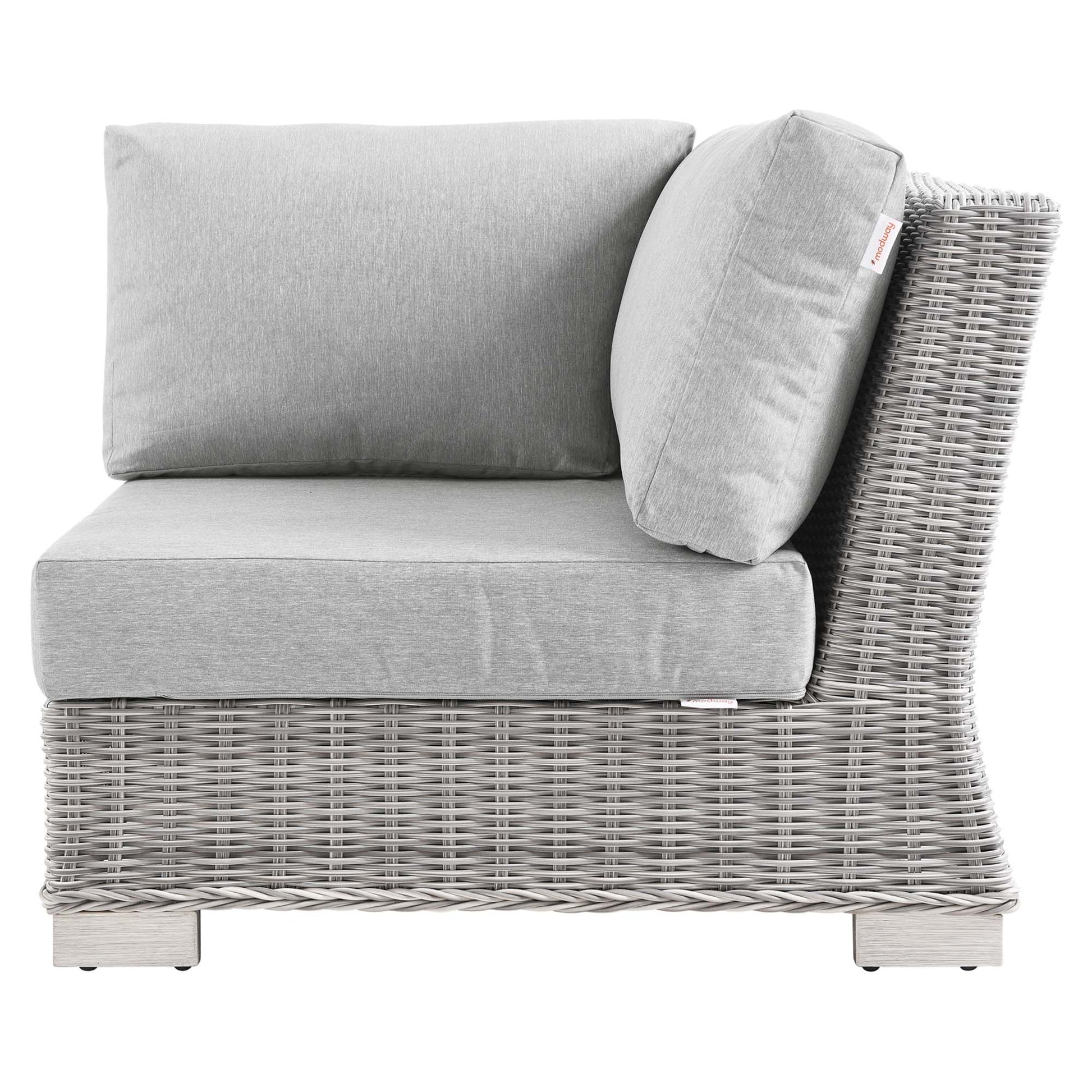 Conway Outdoor Patio Wicker Rattan Corner Chair - Light Gray White
