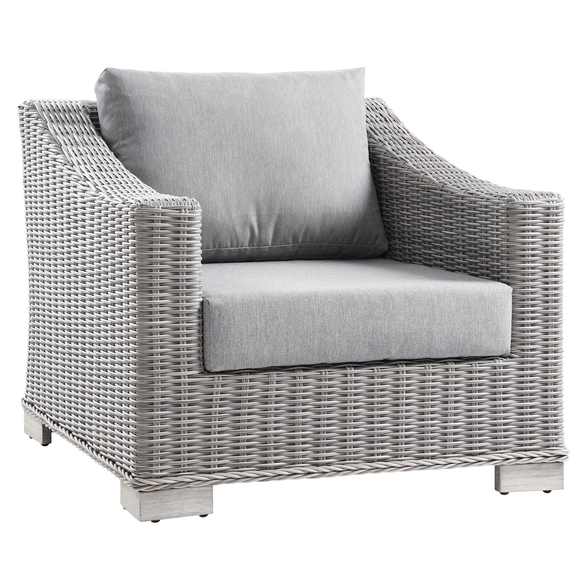 Conway Outdoor Patio Wicker Rattan Armchair - Light Gray Gray