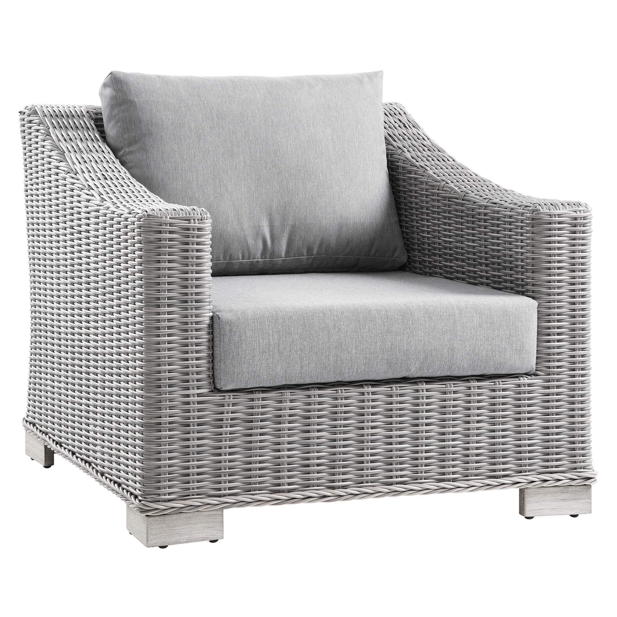 Conway Outdoor Patio Wicker Rattan Armchair - Light Gray Gray