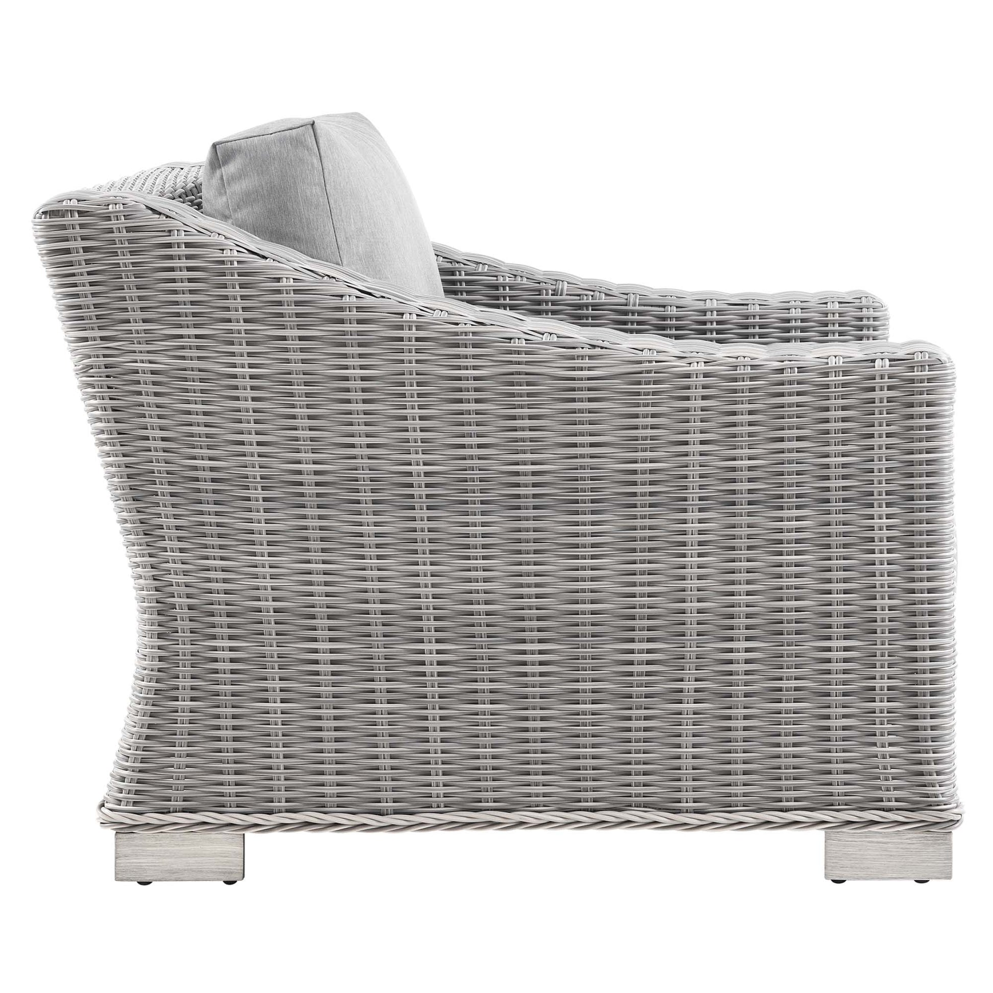 Conway Outdoor Patio Wicker Rattan Armchair - Light Gray Light Blue