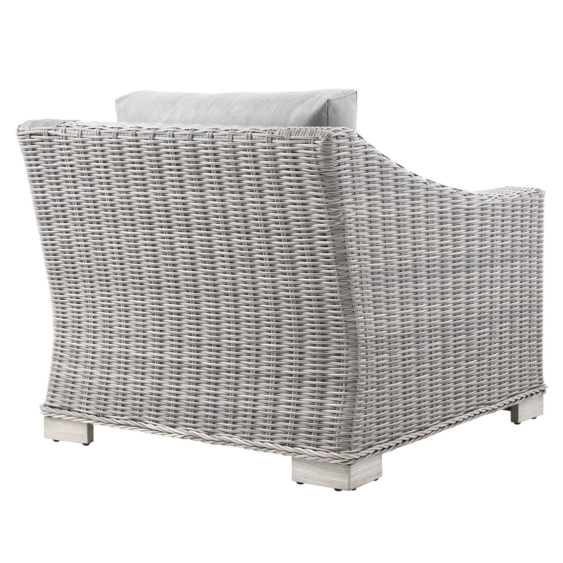 Conway Outdoor Patio Wicker Rattan Armchair - Light Gray Navy