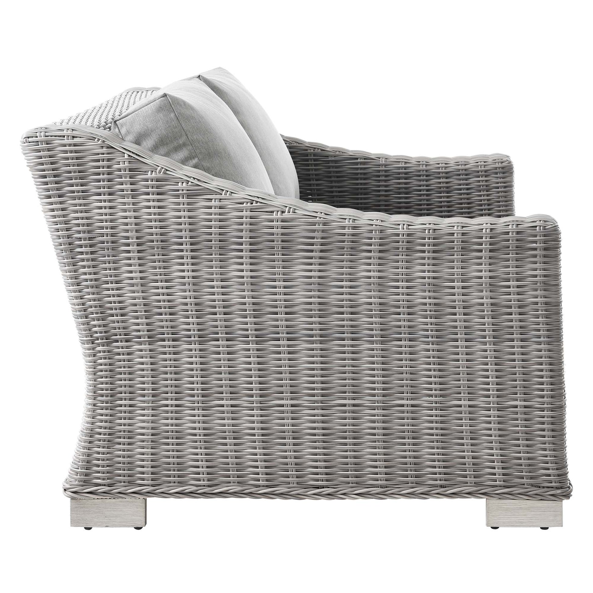 Conway Outdoor Patio Wicker Rattan Loveseat - Light Gray Light Blue